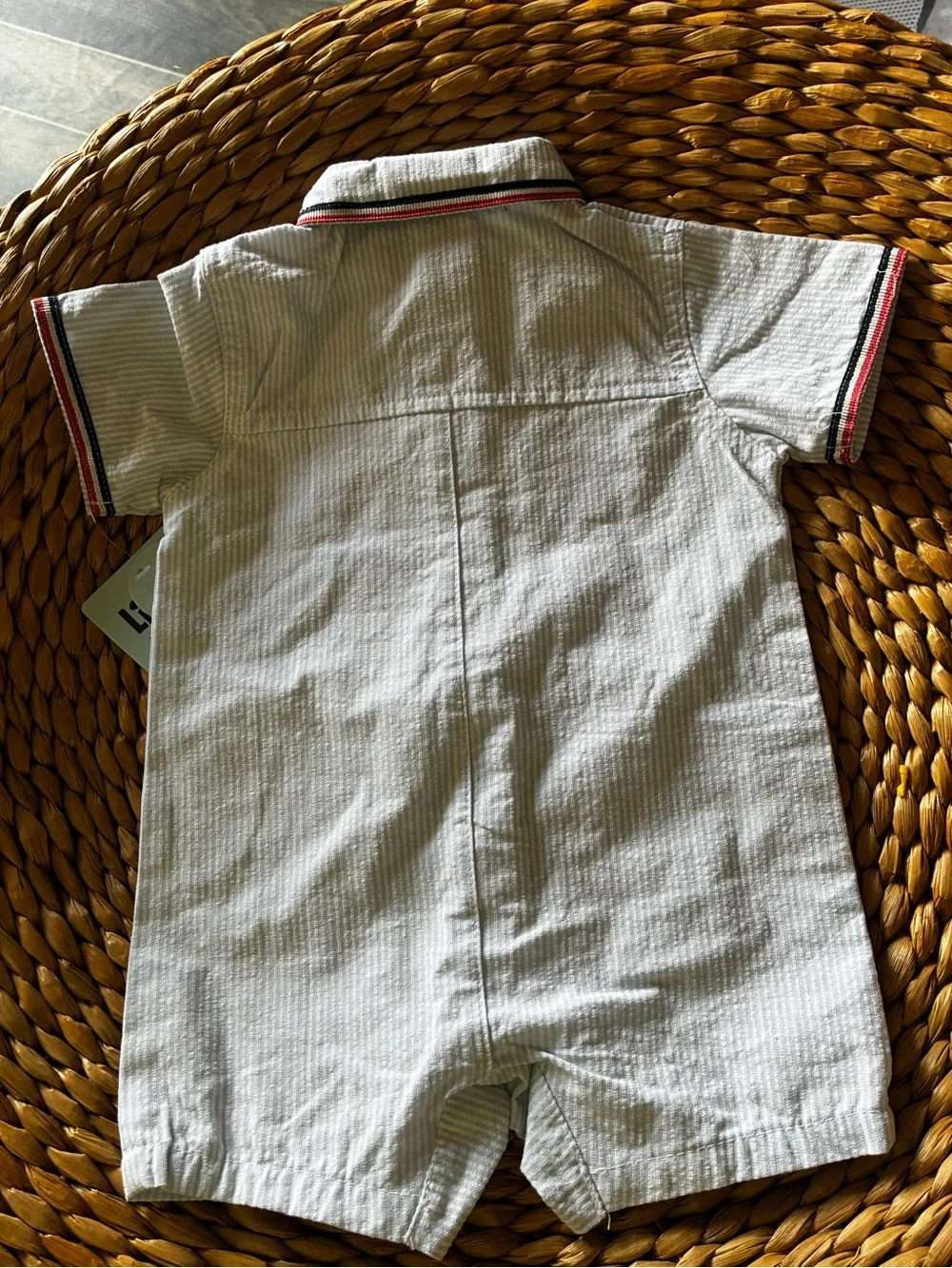 Little LAD White Short-Sleeve Romper with Red Bow Tie